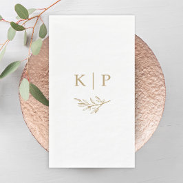 Elegant Trouwmonogram Groene Bladeren Servet