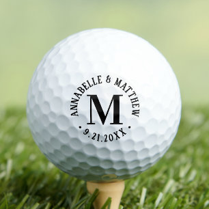 Elegant Trouwmonogram voor Koppel Golfballen