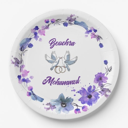 Elegant Trouwpapier Bord met Bloemontwerp – B (Voorkant)