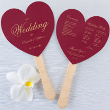 Elegant Trouwprogramma Burgundy Hart Gouden Letter