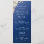 Elegant Trouwprogramma in Navyblauw Goud Witte Roo Programmakaart (Achterkant)