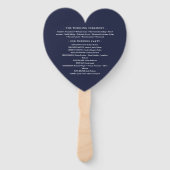 Elegant Trouwprogramma in Navyblauw met Hart Handwaaier (Achterkant)