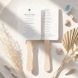 Elegant Trouwprogramma met Palmboom in Strandstijl Handwaaier