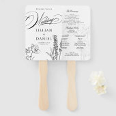 Elegant Trouwprogramma met Wilde Bloemen Handwaaier (Voorkant en achterkant)