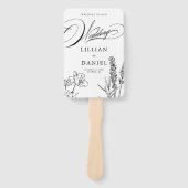 Elegant Trouwprogramma met Wilde Bloemen Handwaaier (Voorkant)