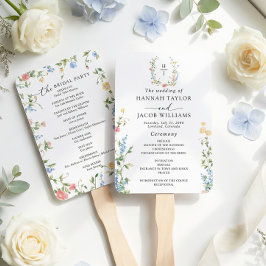 Elegant Trouwprogramma met Wilde Bloemen Handwaaier