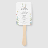 Elegant Trouwprogramma met Wilde Bloemen Handwaaier (Voorkant)