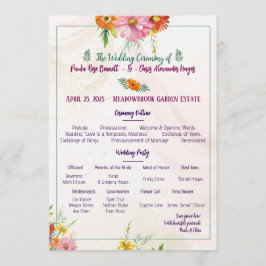 Elegant Trouwprogramma met Wilde Bloemen Programmakaart