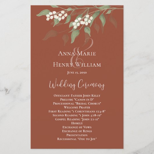 Elegant Trouwprogramma Terracotta Custom (Voorkant)