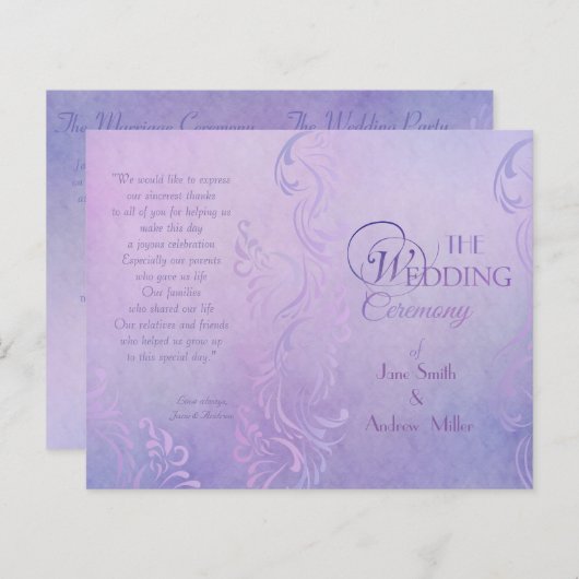 Elegant trouwprogramma's - Paars (Voorkant / Achterkant)