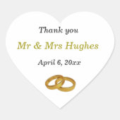 Elegant trouwring bruiloft bedankt hart sticker (Voorkant)