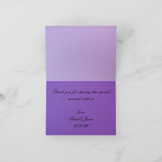 elegant trouwringen paars en zwart huwelijk bedankkaart (Binnen)