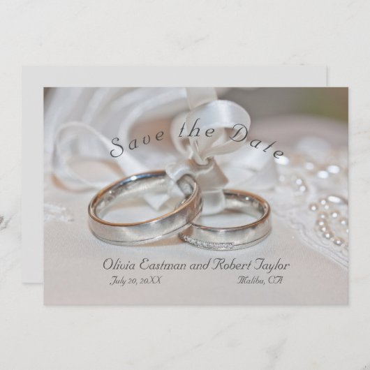 Elegant trouwringen sparen de Uitnodiging van de D (Voorkant / Achterkant)