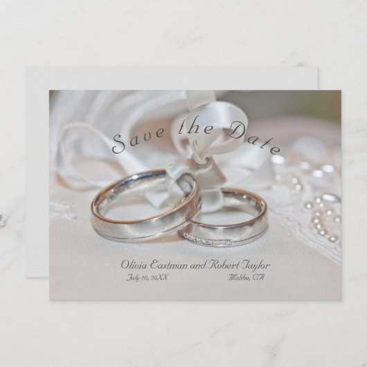 Elegant trouwringen sparen de Uitnodiging van de D (Voorkant / Achterkant)