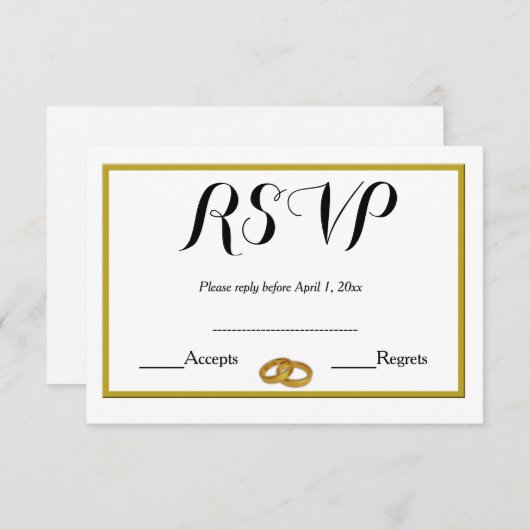 Elegant trouwringstaart RSVP kaartje (Voorkant / Achterkant)