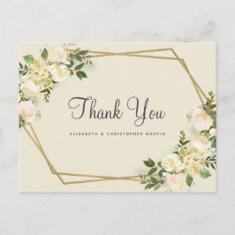 Elegant Trouwroos Bloem Goud Frame Waterverf Briefkaart
