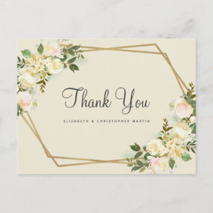 Elegant Trouwroos Bloem Goud Frame Waterverf Briefkaart
