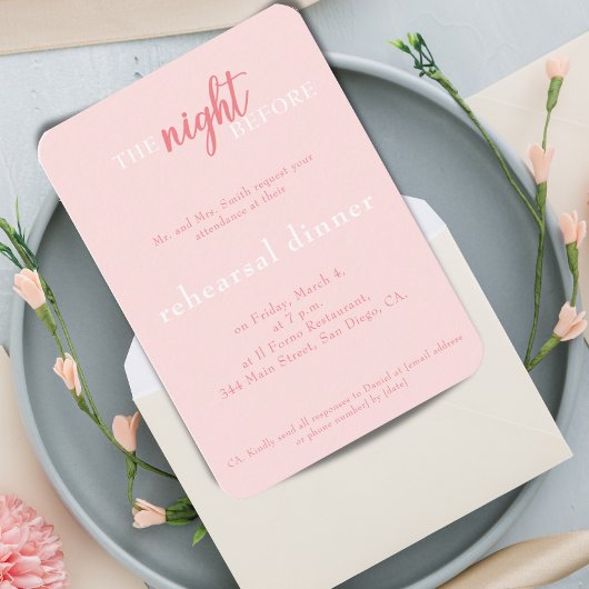 Elegant Trouwroze Monogram Oefendiner Informatiekaartje