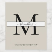 Elegant Trouwscript met Monogram Wijn Etiket (Enkel label)