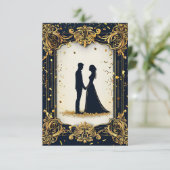 Elegant trouwsilhouet met  Golden Fram Kaart (Staand voorkant)
