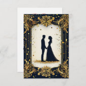 Elegant trouwsilhouet met  Golden Fram Kaart (Voorkant / Achterkant)