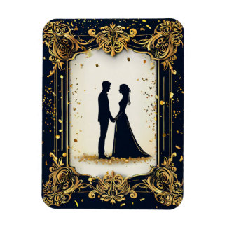 Elegant trouwsilhouet met Golden Fram Magneet