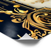 Elegant trouwsilhouet met  Golden Fram Perfect Poster (Hoek)