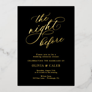 Elegant trouwt de nacht voor het eten van de repet folie uitnodiging