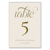 Elegant Trouwtafel Nummer Crème Kaart (Achterkant)