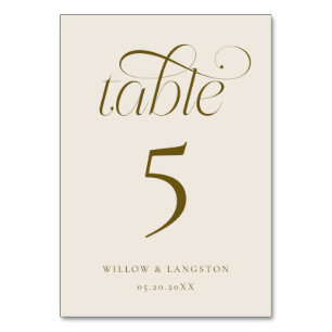 Elegant Trouwtafel Nummer Crème Kaart