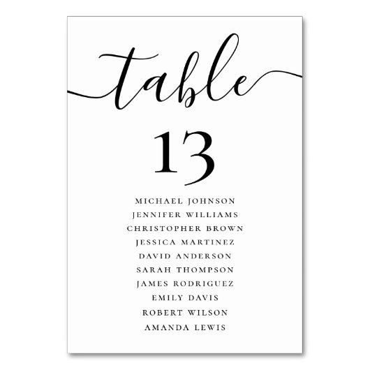 Elegant Trouwtafel Nummer en Zitkaart Kaart (Voorkant)