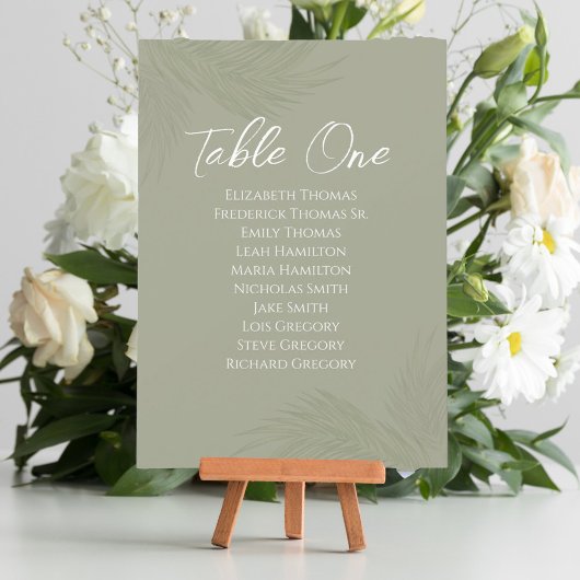 Elegant Trouwtafel Nummer Groene Palm Bladeren