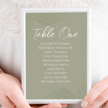 Elegant Trouwtafel Nummer Groene Palm Bladeren