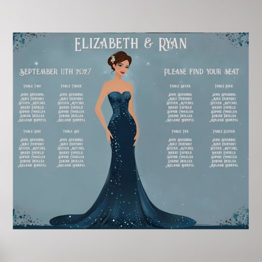 Elegant Trouwtafel Plan Poster (Voorkant)