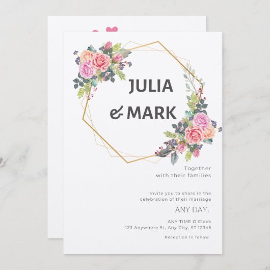 Elegant trouwuitnodiging kaart (Voorkant / Achterkant)