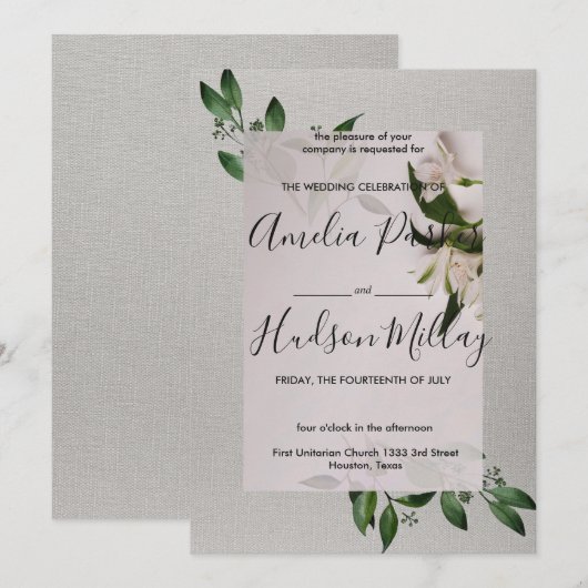 Elegant trouwuitnodiging kaart (Voorkant / Achterkant)