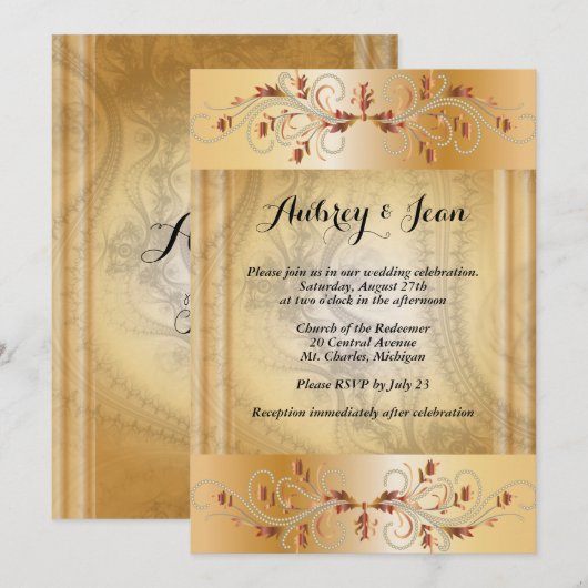 Elegant trouwuitnodiging kaart (Voorkant / Achterkant)