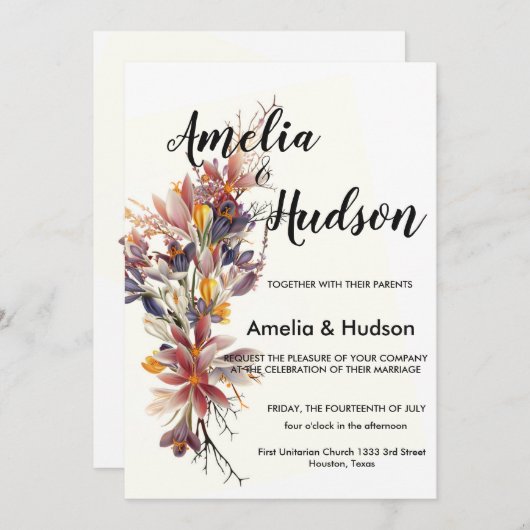 Elegant trouwuitnodiging kaart (Voorkant / Achterkant)