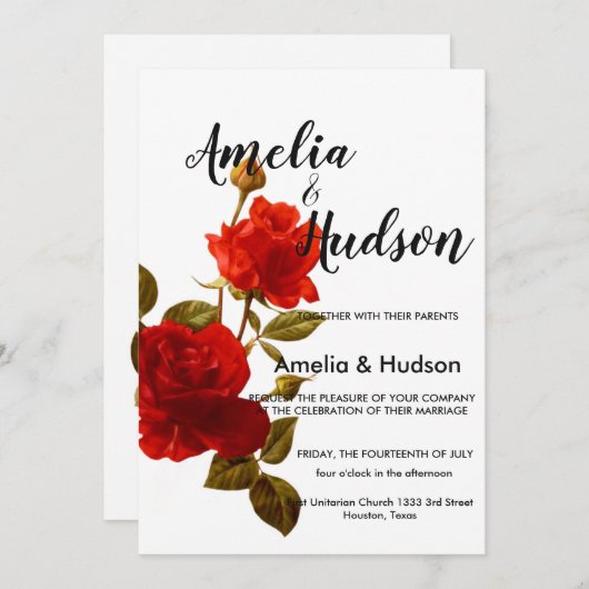 Elegant trouwuitnodiging kaart (Voorkant / Achterkant)