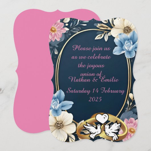 Elegant trouwuitnodiging kaart (Voorkant / Achterkant)