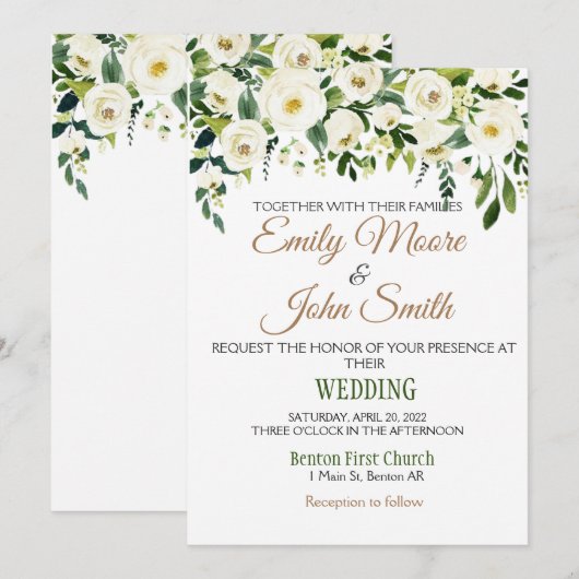 Elegant trouwuitnodiging kaart (Voorkant / Achterkant)