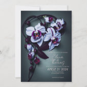 Elegant trouwuitnodiging met Dark Paarse Orchid Kaart (Voorkant)