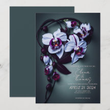Elegant trouwuitnodiging met Dark Paarse Orchid