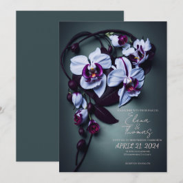 Elegant trouwuitnodiging met Dark Paarse Orchid Kaart