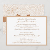 Elegant trouwuitnodiging met lint en kant kaart (Voorkant / Achterkant)