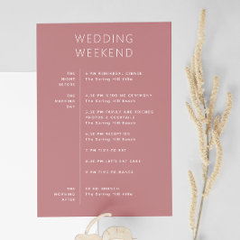 Elegant trouwweekendprogramma | Roze rood Kaart