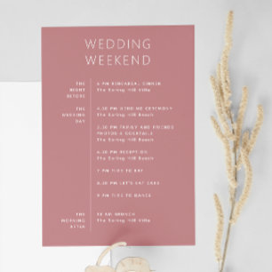 Elegant trouwweekendprogramma   Roze rood Kaart