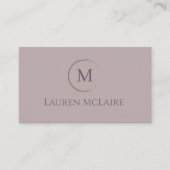 Elegant True Taupe Circle Monogram Visitekaartje (Voorkant)