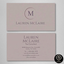 Elegant True Taupe Circle Monogram Visitekaartje