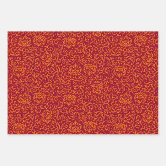 Elegant Tudor Roos Damask Inpakpapier Vel (Voorkant)